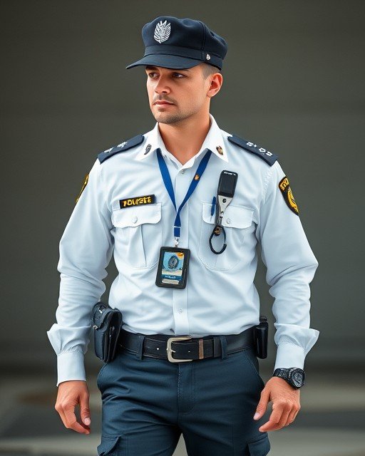 light blue security uniform